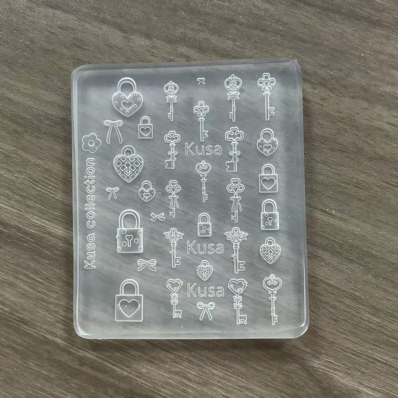 Retro-Schlüssel- und Herzschloss-Silikonform, DIY 3D-Mini-Anhänger-Charm-Form – Detail 7