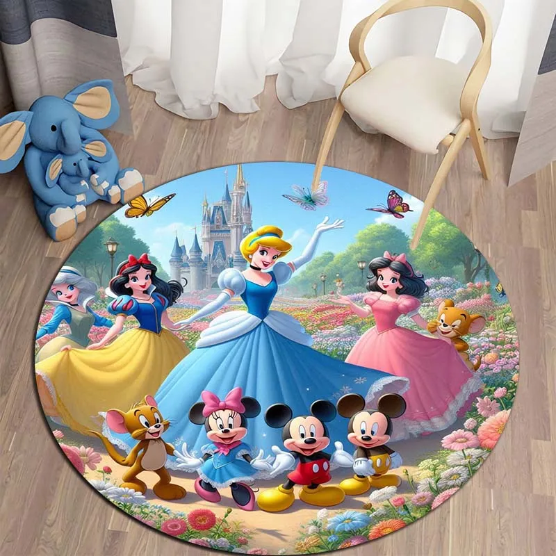 

1PC Disney Cinderella Cartoon Print Round Carpet Living Room Bedroom Table and Chair Sofa Decoration Carpet Exquisite Gift