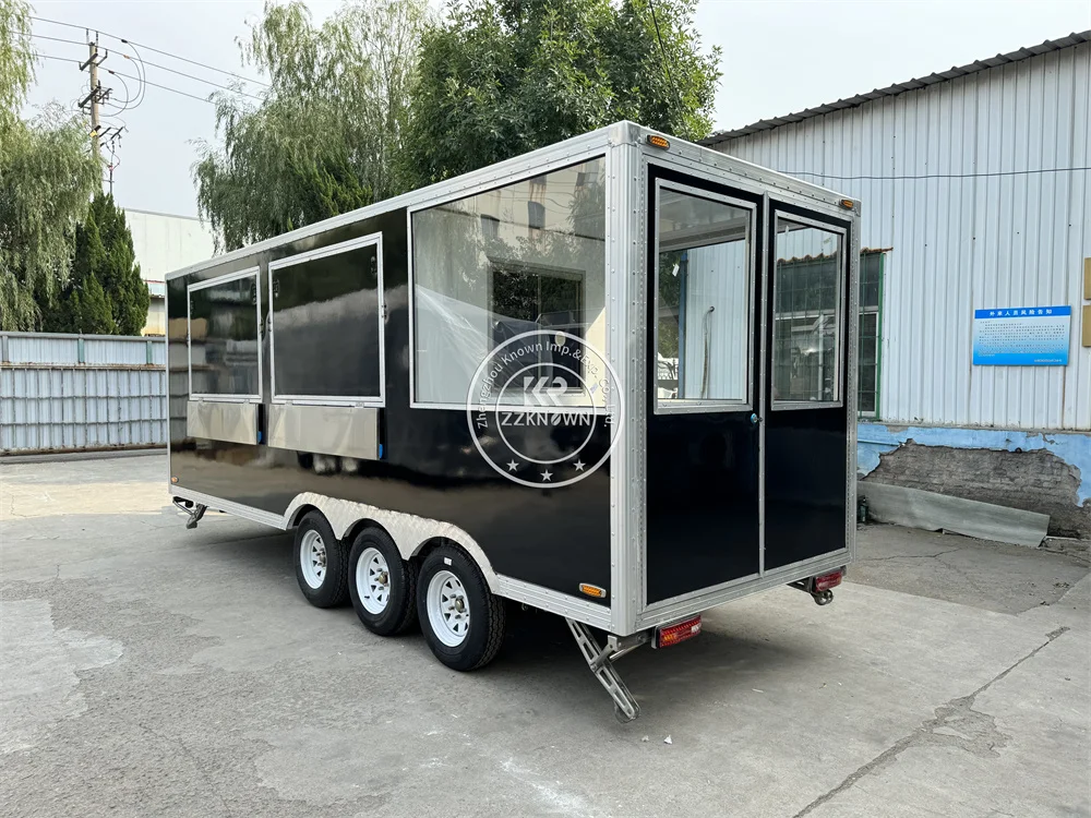 

Street Mobile Food Carts Customized Size Logo Fully Kitchen Equipment Kiosk Coffee Trailer Concession Food Truck