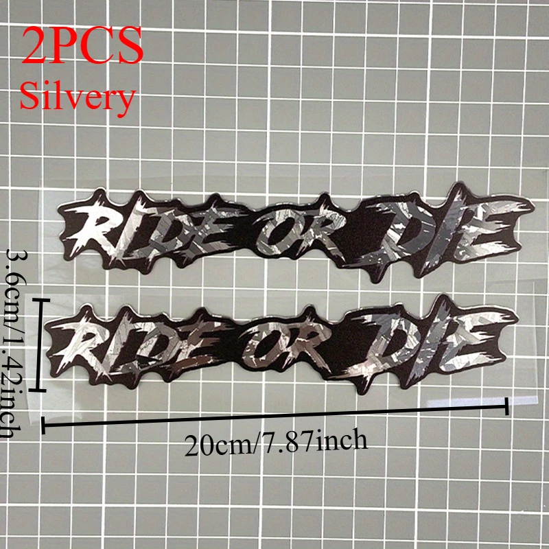 2PCS Ride or Die Motorrad Helm Aufkleber Wasserdicht für Motorrad Helme Linsen Kraftstoff Tank Fahrrad Roller Vinyl Aufkleber