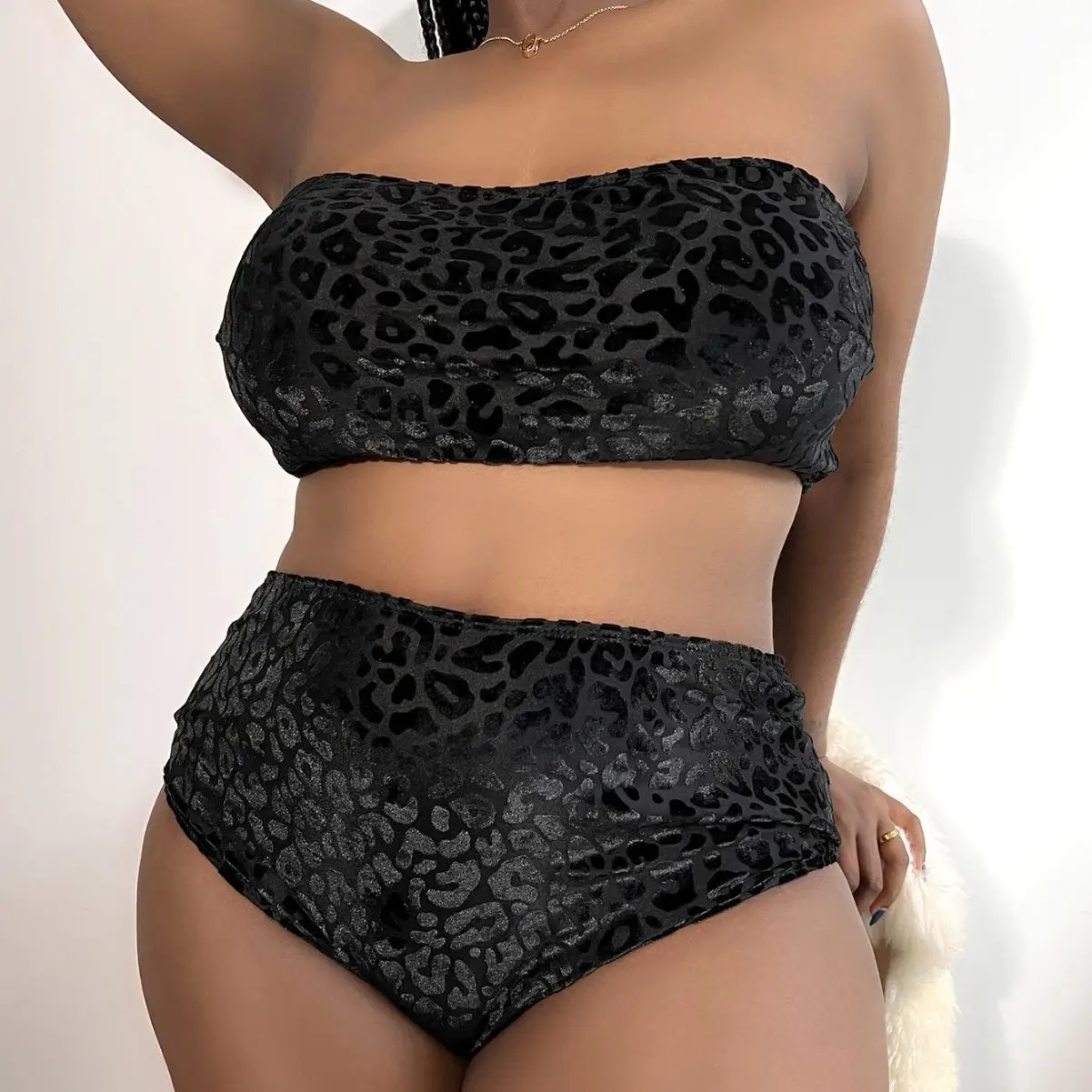 0XL - 4XL Leopard Bikini Large Size Swimwear Plus Size Women Swimsuit Female Two-pieces Bikini set Bather Bathing Suit