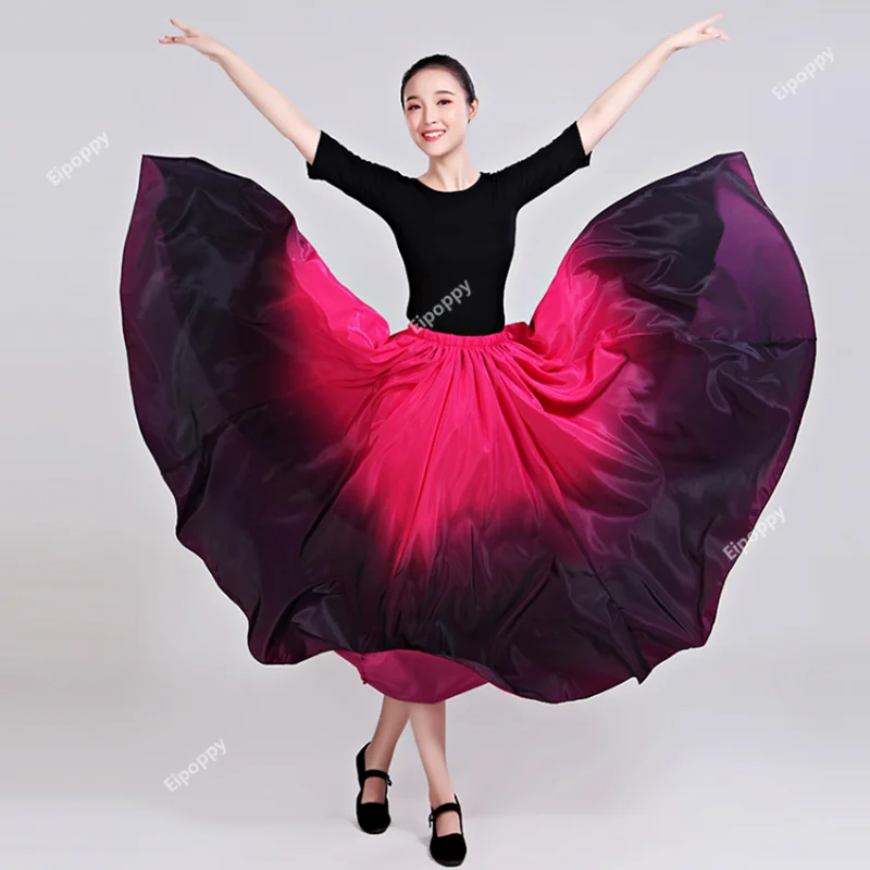 Dance Costume Spanish Gradient Elegant Flamenco Skirt Dress for Women Gypsy Plus Size Ballroom Bullfight Performance Clothing