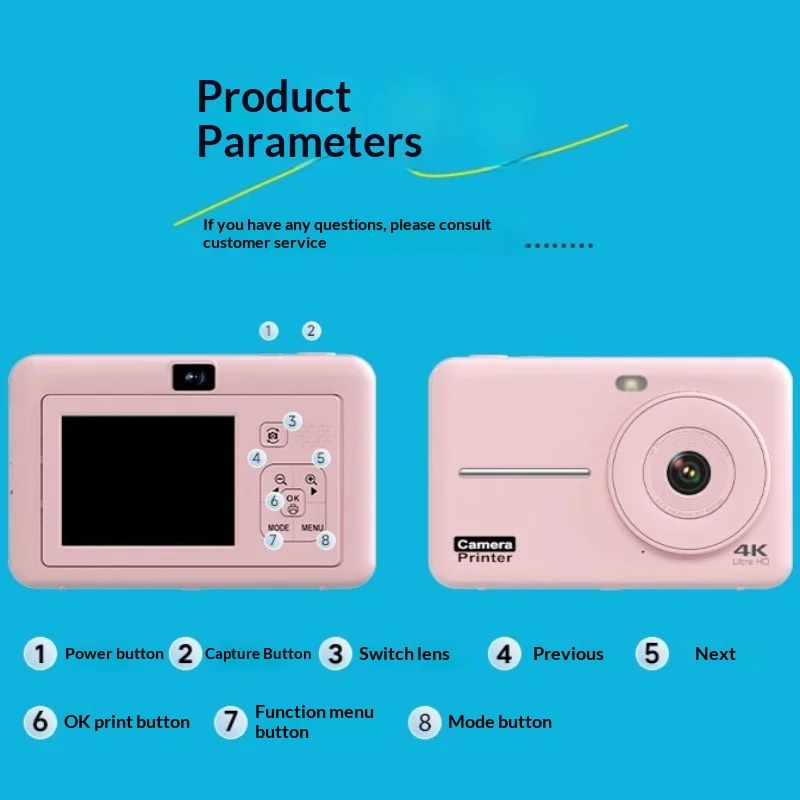 Capture & Print in Seconds – 4K Instant Camera, 13MP Real Pixels, LED Fill Light, 1200mAh Battery