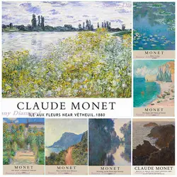 Claude Monet diament artystyczny obraz nowe naturalne zdjęcia puzzle 5D Diy krzyż zestaw do szycia wiertła botaniczny Home Decor prezent Cuadro