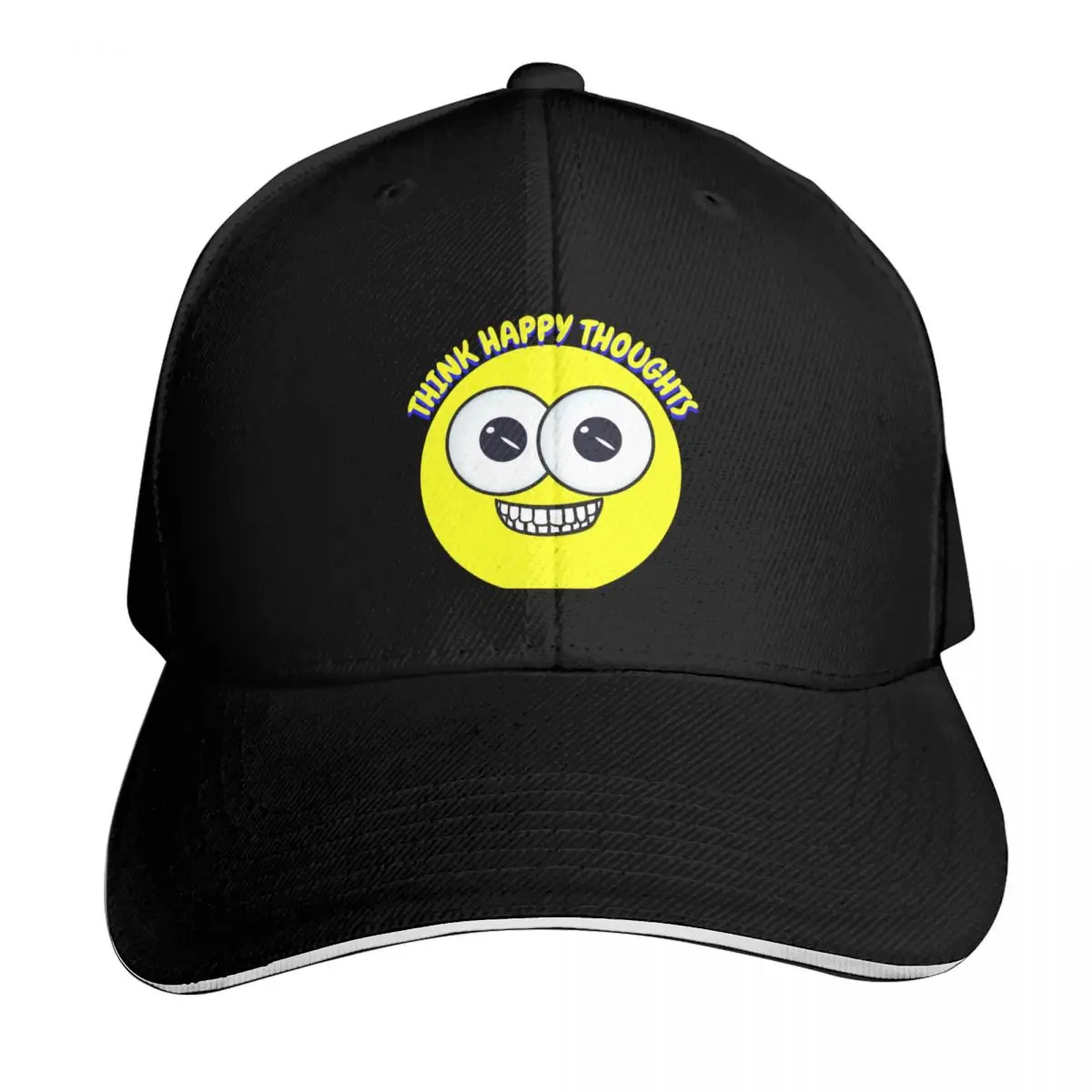 Think Happy Thoughts Baseball Cap Snapback Flat Bill Strapback Dad Hat Six Panel Structured Crown