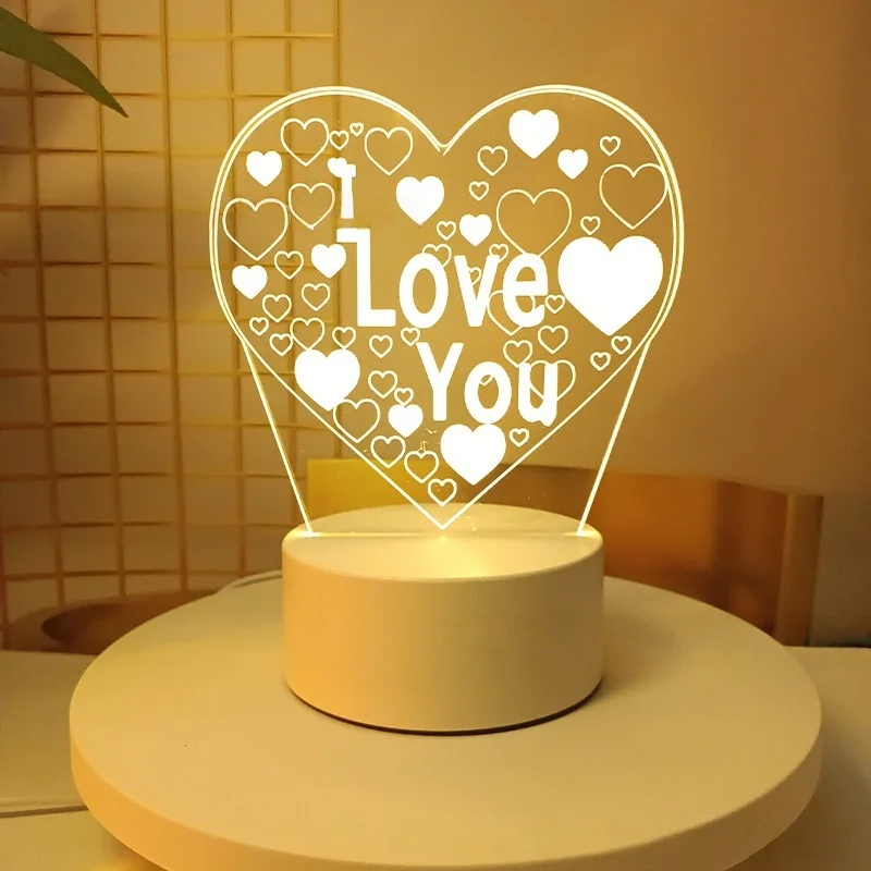 1 قطعة ضوء الوردي Loveyou 3D ضوء الليل، عرض الحلو الحب LED الخفيفة، غرفة نوم الديكور، ضوء الغلاف الجوي #2