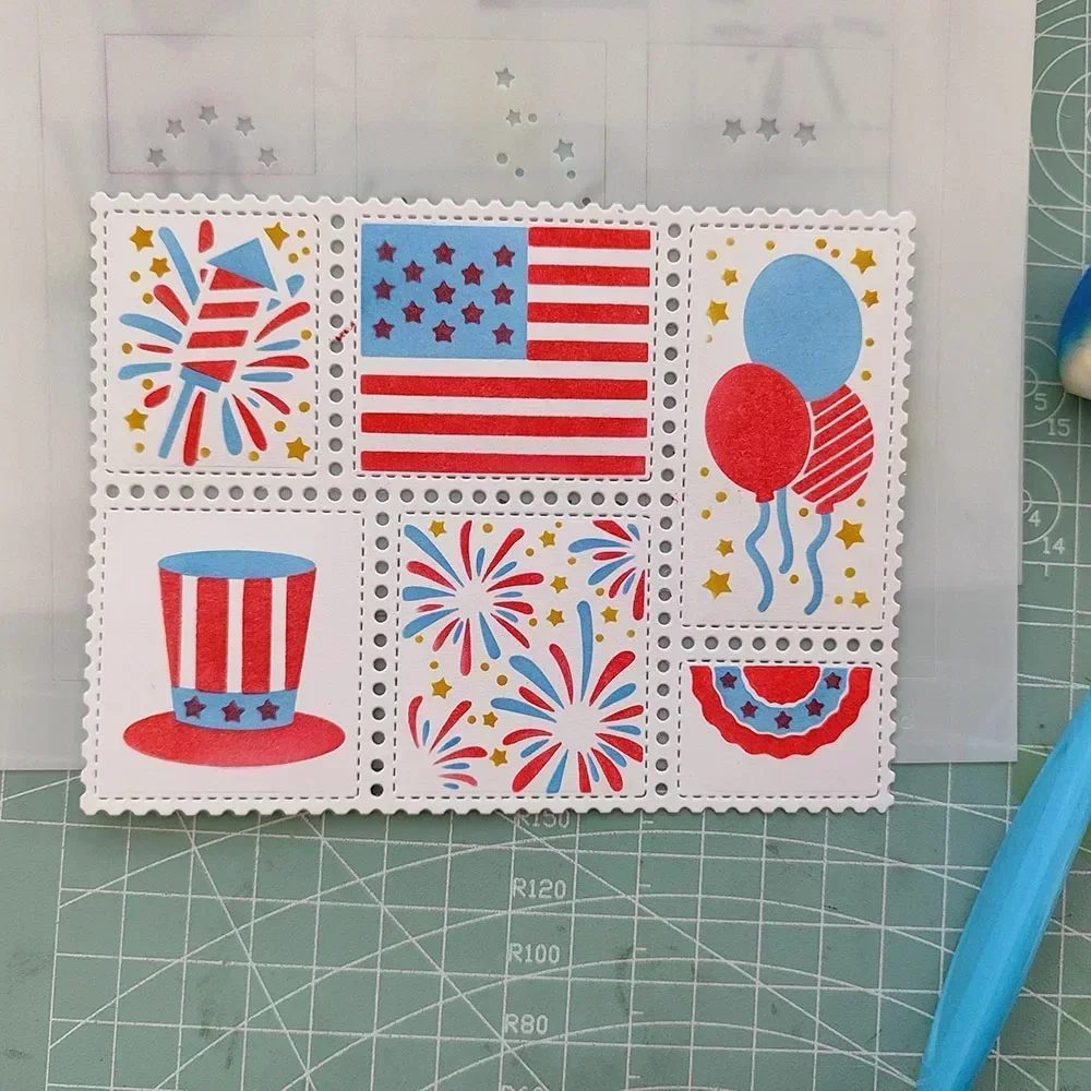 Beach Postage Cutting Die Stencil Layred Beach 4TH of July layred stencils  Metal Die for Card making