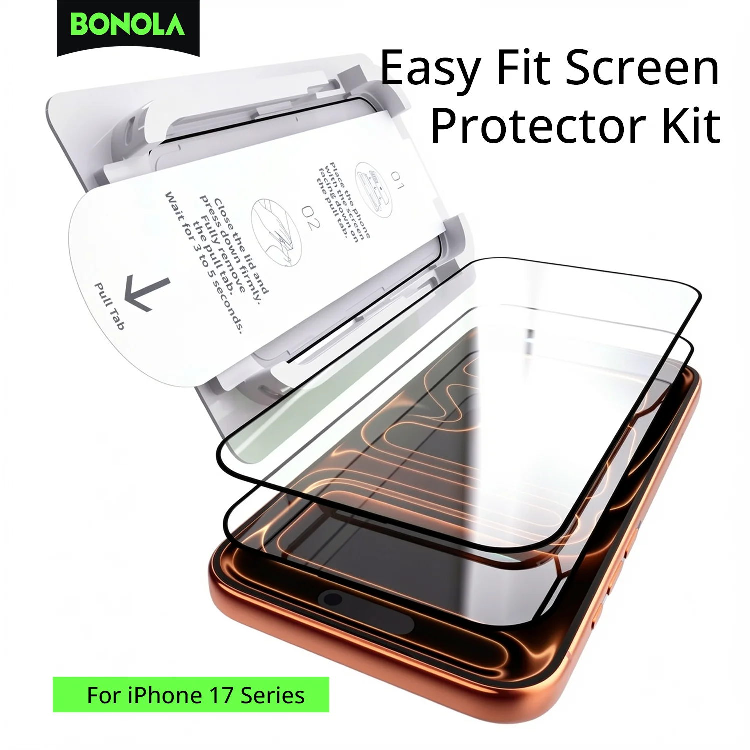 

Bonola Auto-install Dust-free Temperd Glass for iPhone 17 Pro Max17 Air HD Clear Screen Protector Film Anti-fingerprint