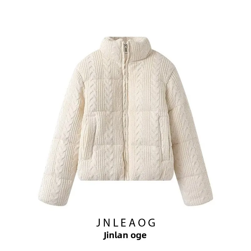 

JNLEAOG Autumn New Women's Faionable Knitted Cotton Jaet Outerwear Versatile Long Sve Zipper Closure Street Sle