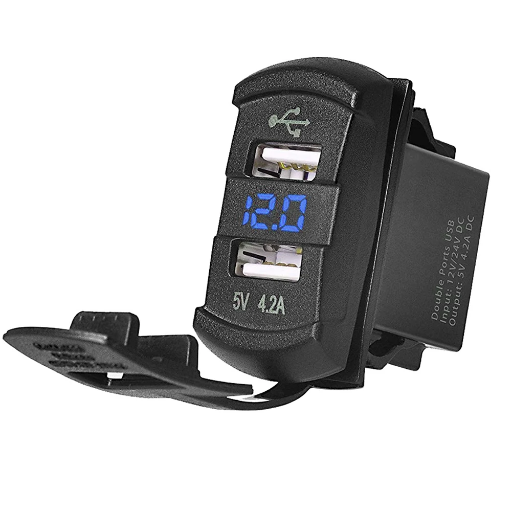 

Универсальное автомобильное зарядное устройство со светодиодной подсветкой 5 В, 4,2 А, двойной USB-переключатель для Can-AM Maverick X3 для Polaris RZR 1000 800 900 xp Ranger для лодки, UTV, квадроцикла