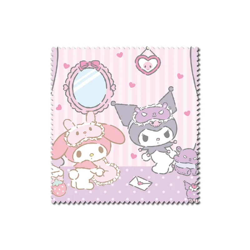 Sanrio Hello Kitty Eyeglasses Cloth Cartoon Anime Glasses Cloth Cleaner Microfiber Screen Wipes Camera Ornaments Cleaning Cloths