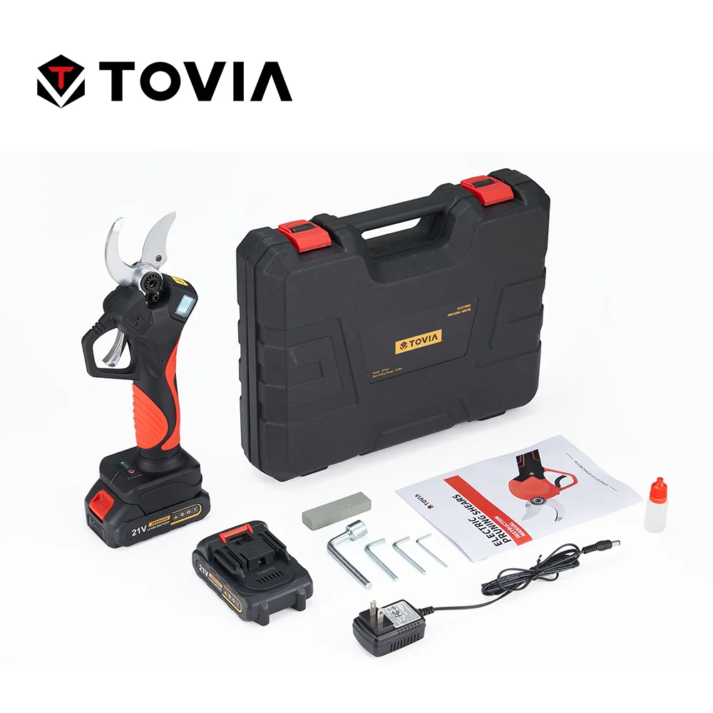 T TOVIA electric garden scissors, brushless motor +SK5 blade with two Makita batteries, plastic box packaging, garden power tool