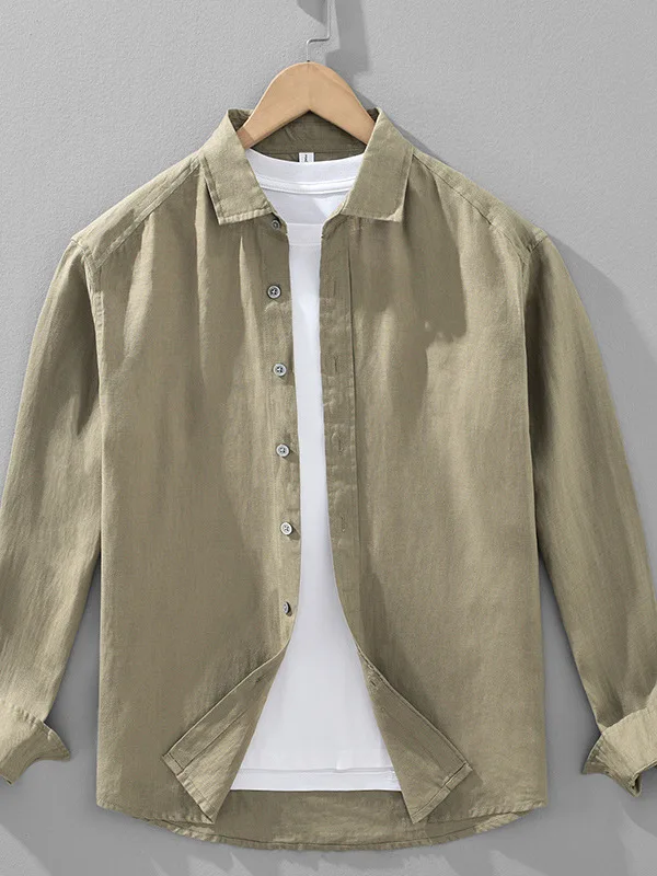 

Men's Loose Fit Long Sve Linen irt Breathable Casual Faion Autumn Vintage Sle Full Linen Material Comfortable irt