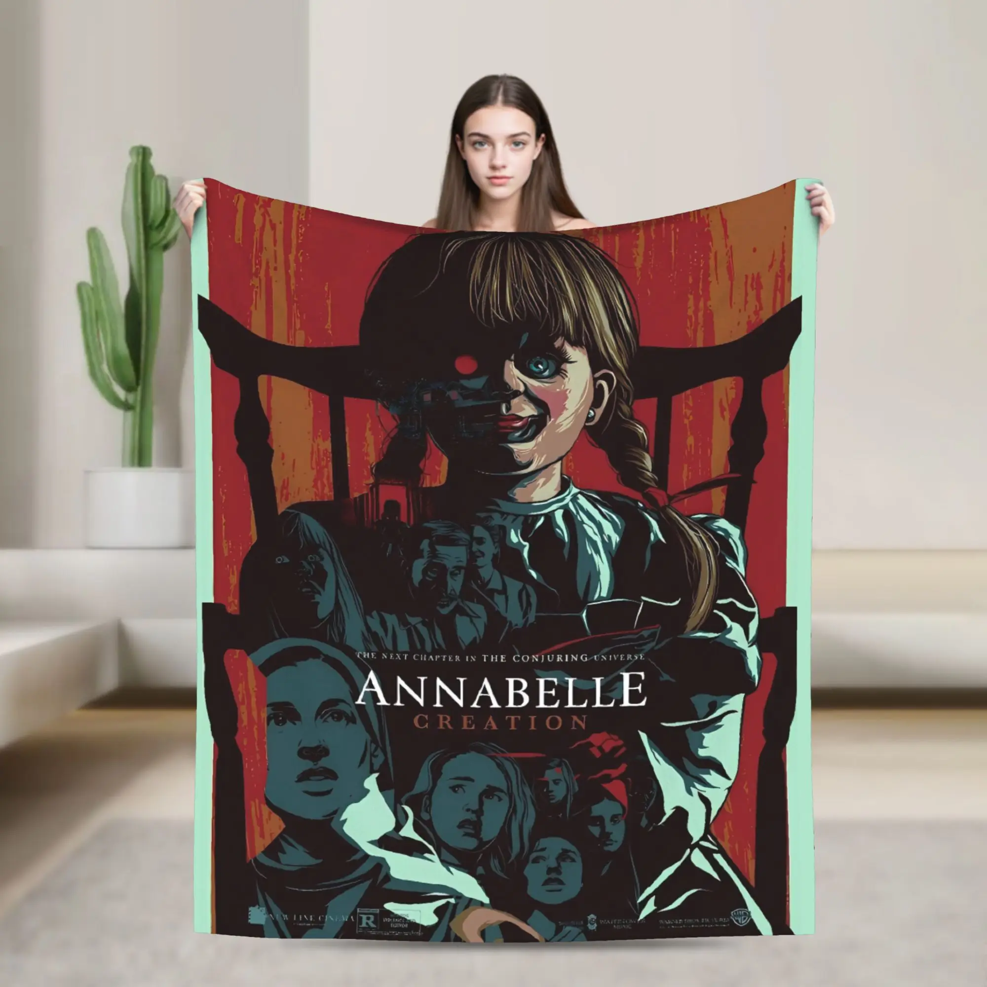 The Conjuring الأحمر أنابيل صور بطانية دافئة الجمالية أفخم رمي بطانية للأريكة السرير السفر الفانيلا المفرش غطاء السرير