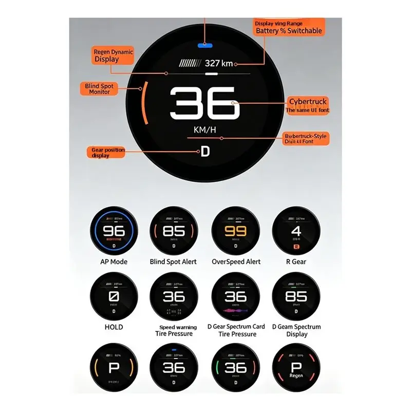 AS57-OLED SCREEN Speedometer With Wireless Dashboard HUD For Model 3 2021-2025 OLED Upgrade