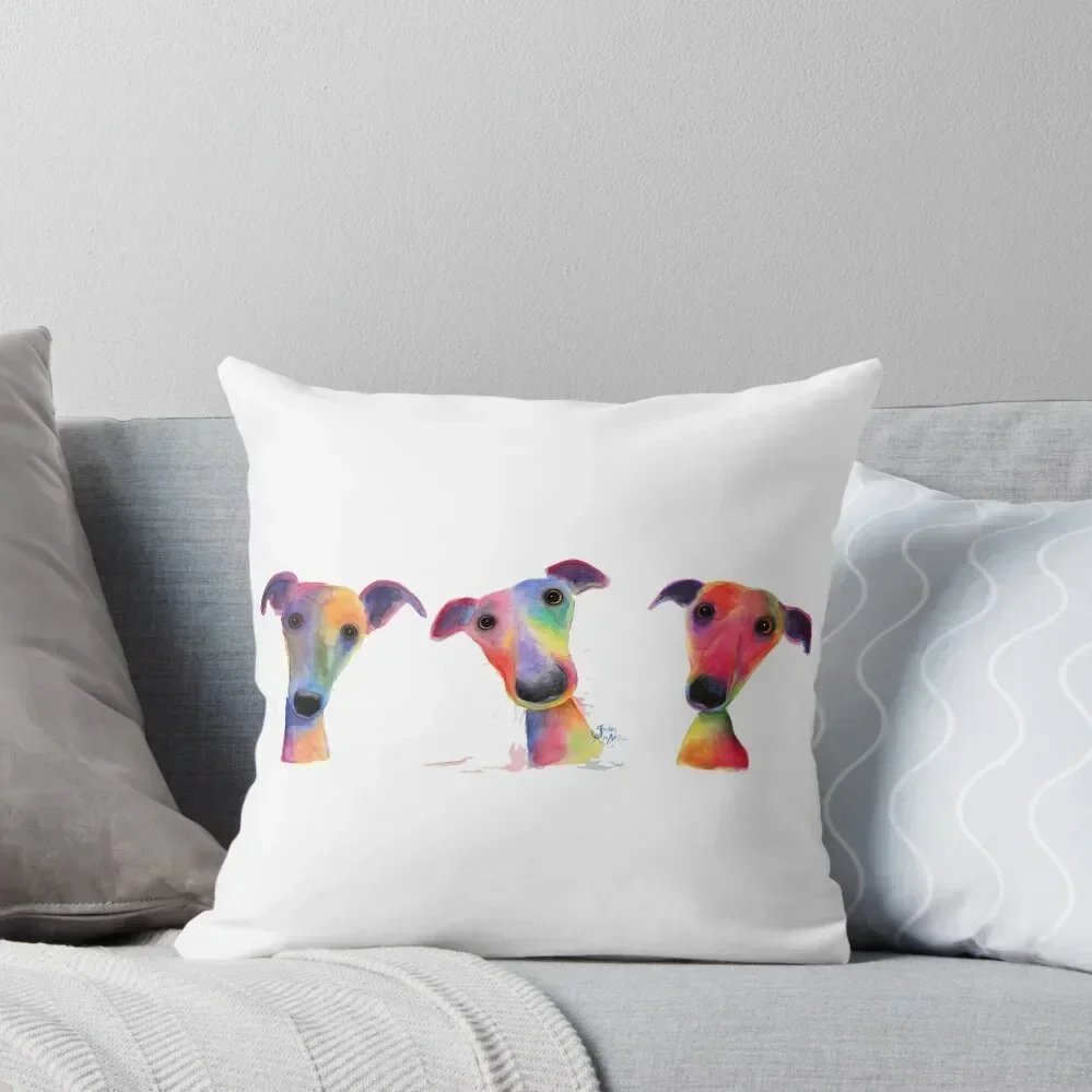 

WHIPPET - GREYHOUND PRiNT ' THe WaCKY WHiPPeTS ' By Shirley MacArthur Throw Pillow Custom Cushion Cusions Cover pillow