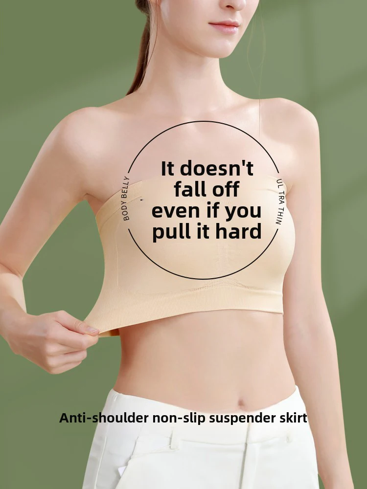 Women’s Strapless Seamless Tube Top Bra Anti-Slip Wireless Bandeau for Summer Outfit image 2