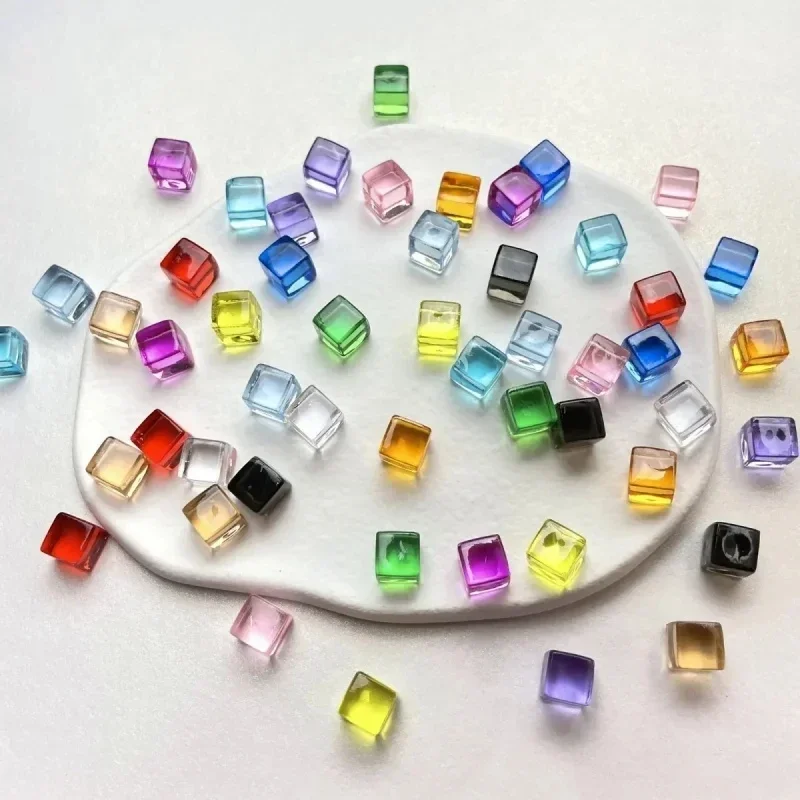 100Pcs/Set 8mm Transparent Square Corner Cube Colorful Crystal Clear Color Dice Chess Piece Right Angle For Board Game