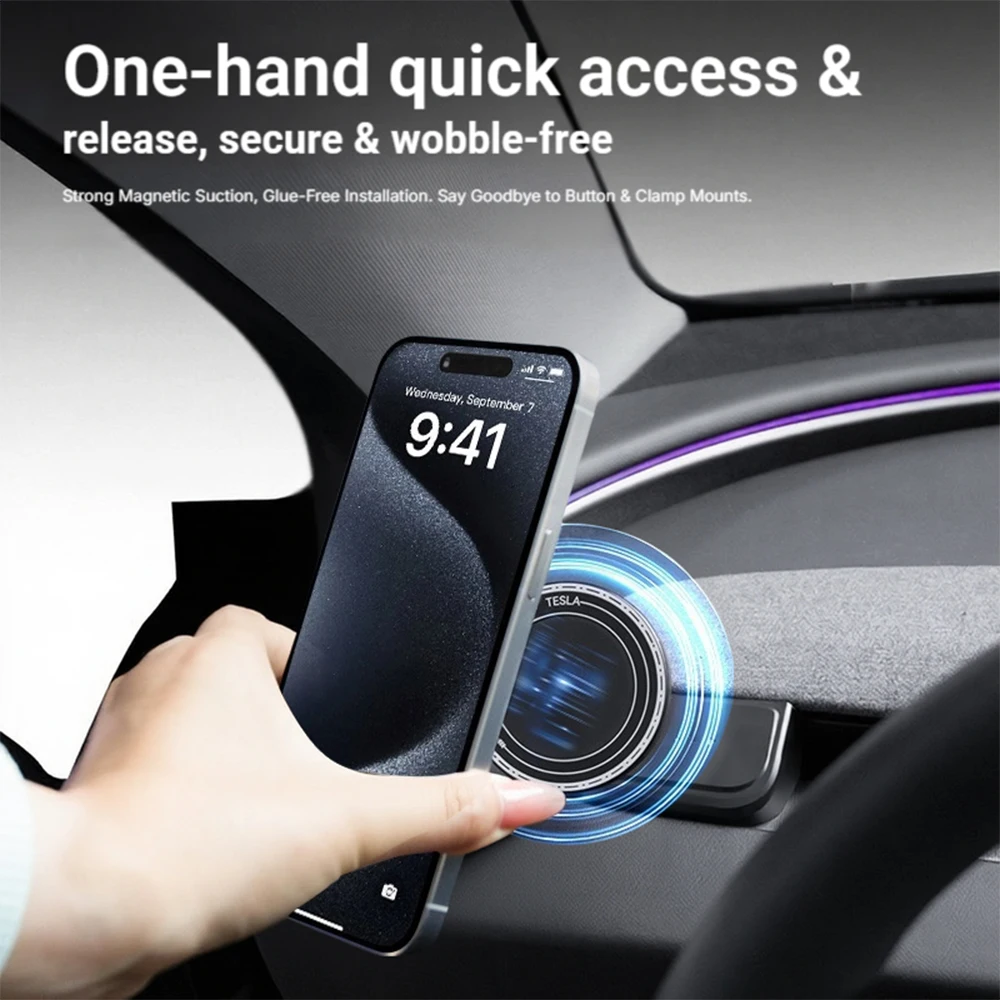Car Mobile Phone Stand 360° Rotating Instrument Table Magnetic Phone Navigation Stand For Tesla Model Y Juniper Model 3 Highland view 4