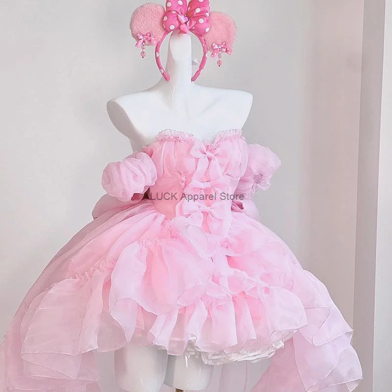 Princess Style Lolita Princess Dress Fluffy Dress Dopamine Lolita Runaway Child Girl Bow Sweet Fairy Dresses