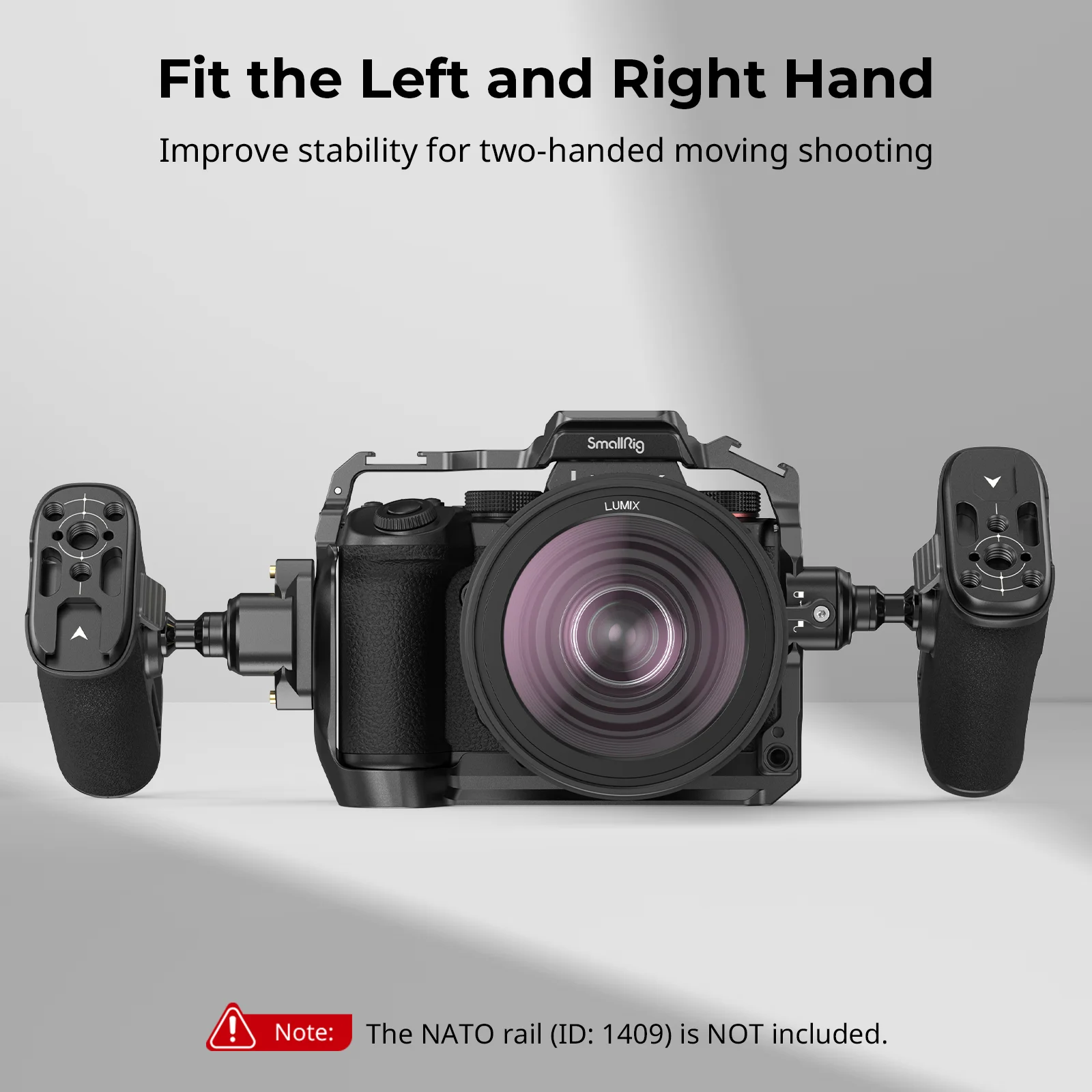 SmallRig Universal Rotatable NATO Side Handle Rotate 360° ,Camera Side Handle with Anti-Slip Silicone Camera Grip Load 15kg