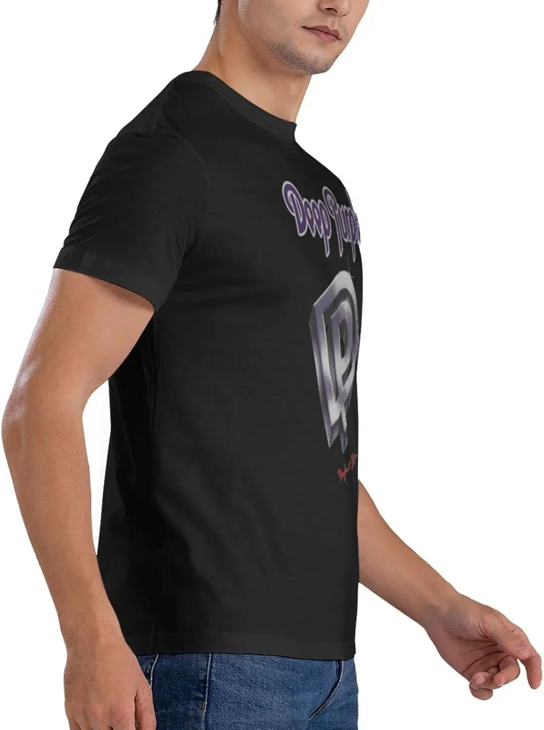 Big Boys Rock Band Deep Music Theme Purple T Shirt Crew Neck Short Sleeve Shirt, Breathable Cotton Tee Top Shirt for Men