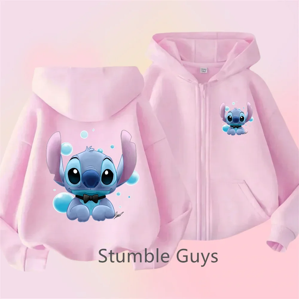 

Disney Stitch Zip Hoodie Children's Clothing Fall Cardigan Coat Girls Clothing Baby Boys Casual Top 2024 New