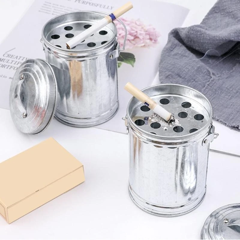 

Galvanized Iron Ashtray Ashes Holder Desk Trash Bin For Home And Office Decors JOMD