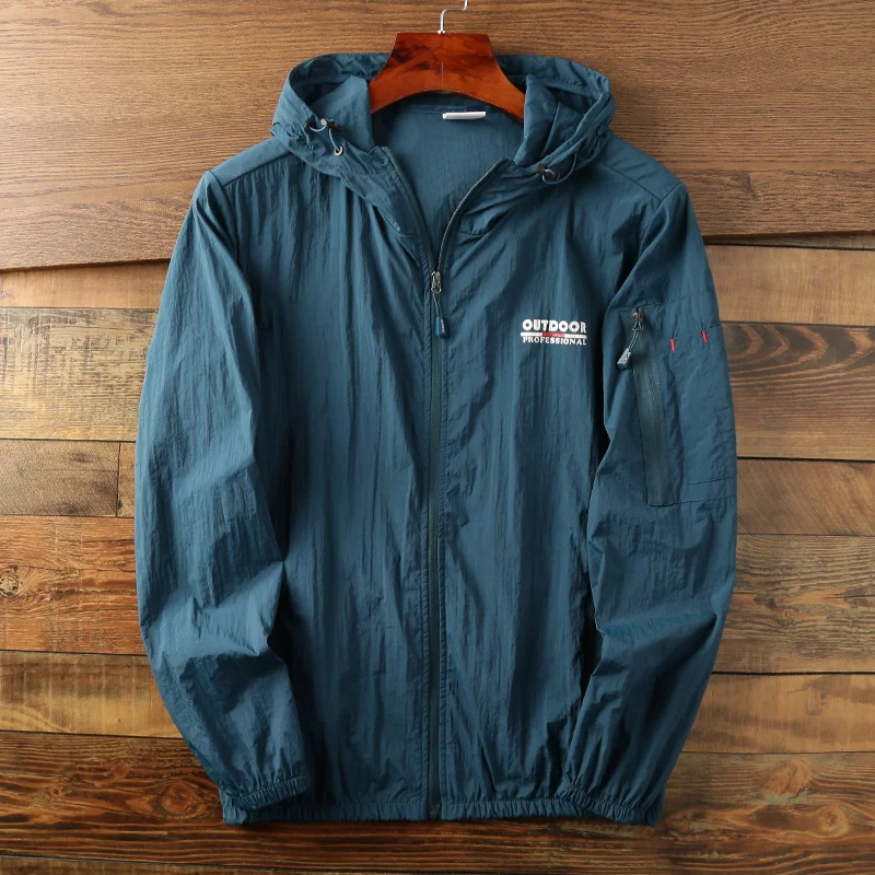 

Легкая дышащая мужская весенне-летняя верхняя одежда с капюшоном из тонкой ткани с текстурой морщин, молодежная верхняя одежда со стойкой