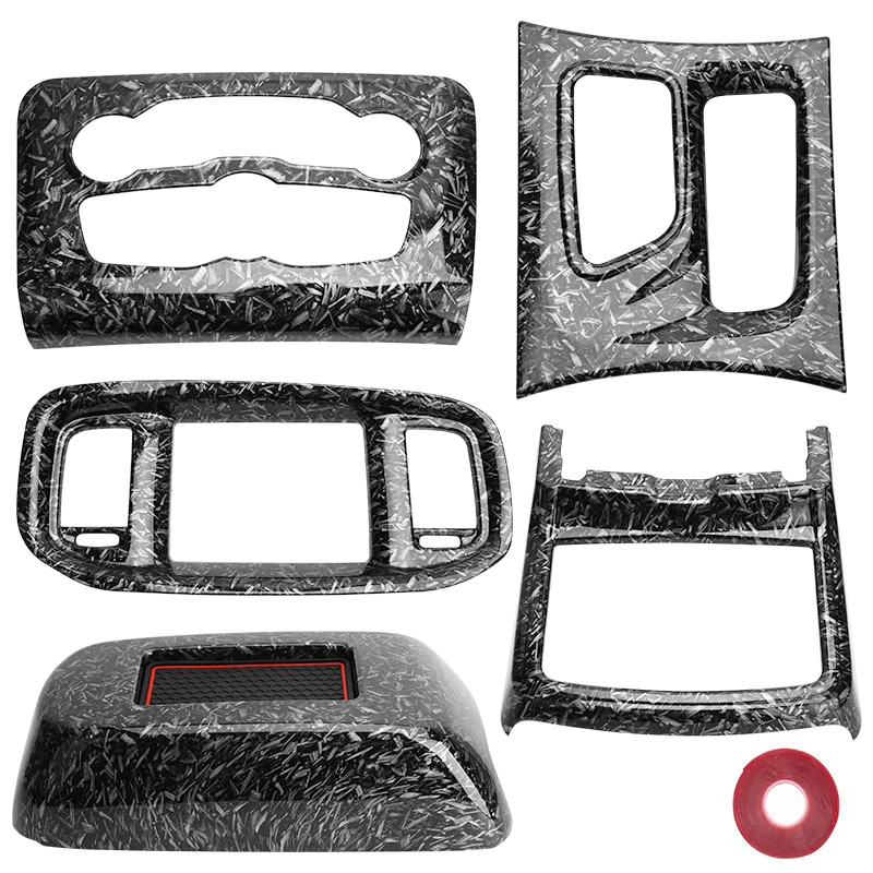 5pcs/set Car Interior Central Control A/C Cover Navigation Screen Cover & Gear Shift Panel Trim For Dodge Charger 2015+