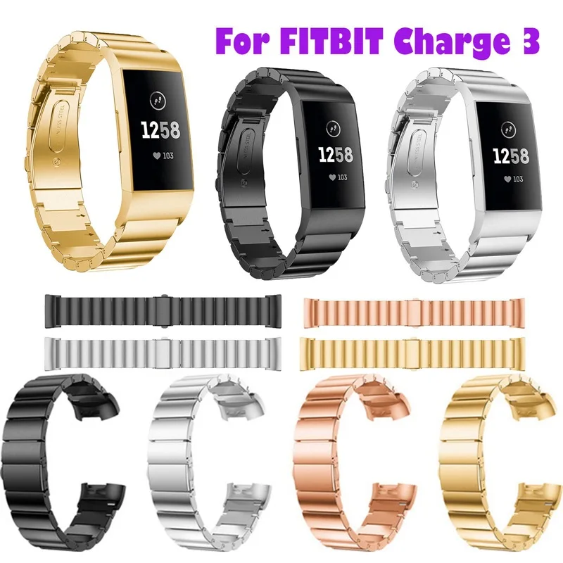 Suitable for Fitbit Charge 3 Strap Smart Bracelet One Bead Bamboo Solid Stainless Steel Strap for Men Women