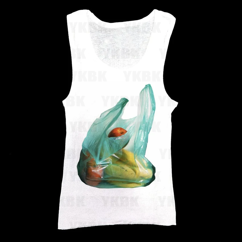 Y2k Printed Vest Strap for WOMEN'S Green Punk Short Sleev Sexy Corset Retro Cool Girl Gothic Fruit Vest Sleeveless Emo Tshirt