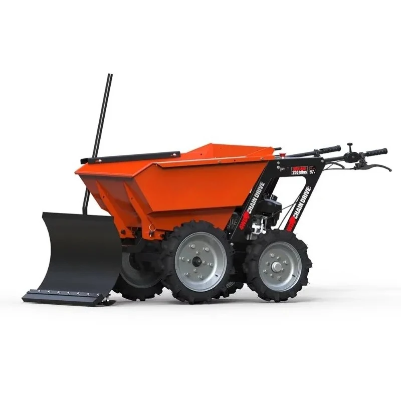 250Kg Load Four-Wheel Drive Truck 4x4 Motorized Petrol Motor Powered Mechanical Transmit Mini Dumper With Snow Shovel