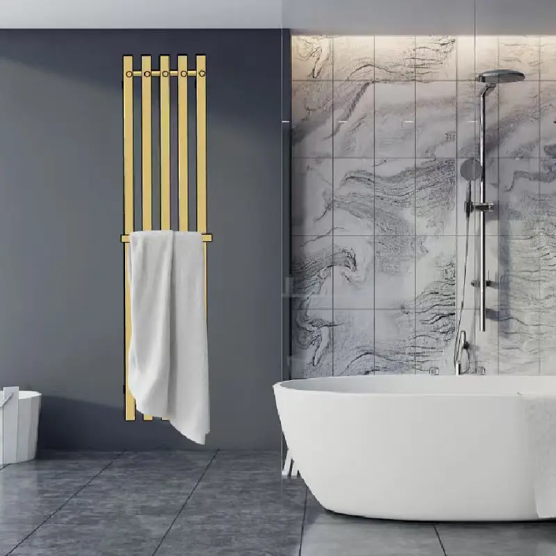 120cm Heated Towel Rail Wall Mounted Bathroom Radiator Towel Warmer Stainless Steel Water Heating Towel Rack Luxury Bath Accesso