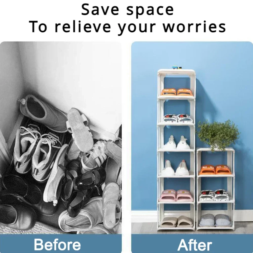 Shoes Rack Simple Multilayer Standing  Plastic Assembled Foldable Shelf Porch Storage Removable For Wall Corner Shoe Cabinets