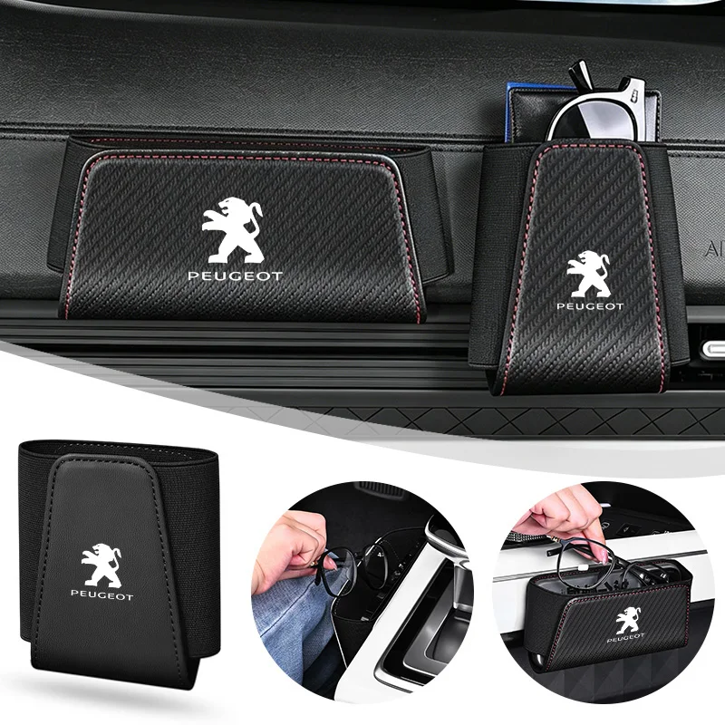 

For Peugeot 107 208 3008 308 307 406 407 Multi-Functional Car Interior Storage Pocket Durable Leather Car Side Gap Organizer Bag