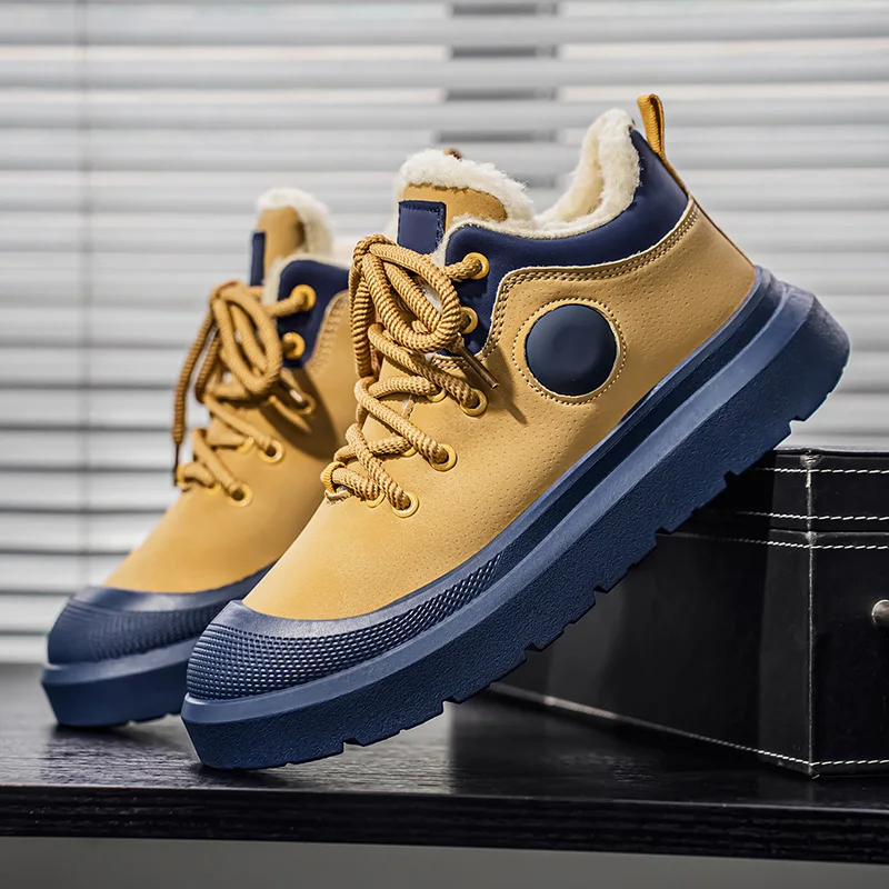 شتاء جديد موضة شعبية الاتجاه سميكة سوليد عادية متعددة الاستخدامات مريحة دافئة وقطيفة الرجال الارتفاع زيادة الأحذية الرياضية #4