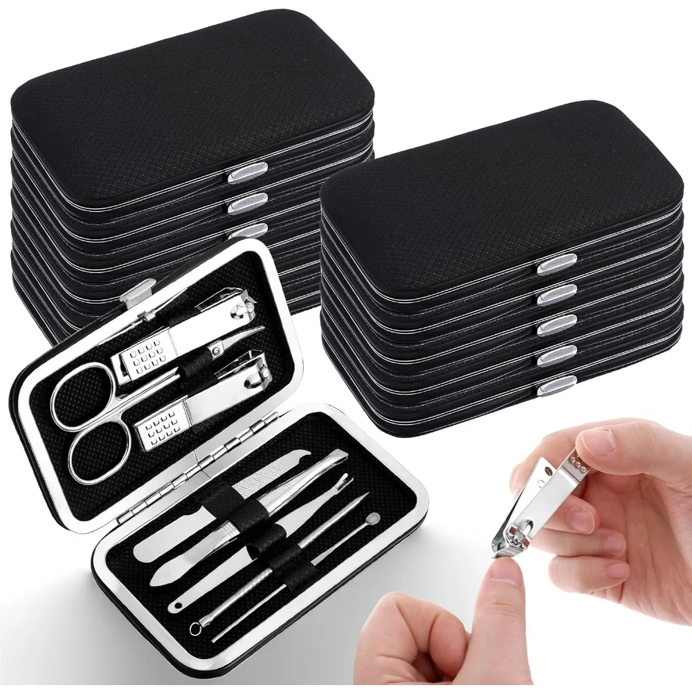 

12 Sets Manicure Set Bulk Nail Clippers Pedicure Kit for Men, Nail Grooming Pedicure Kit with Case Travel 8 in 1 Stainless Steel