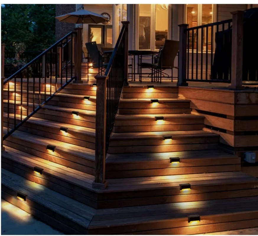 White Colorful Solar Stairs Light Solar LED Lights Outdoor Garden Light Deck Lamp Waterproof Solar Step Lamp Patio Garden Decor