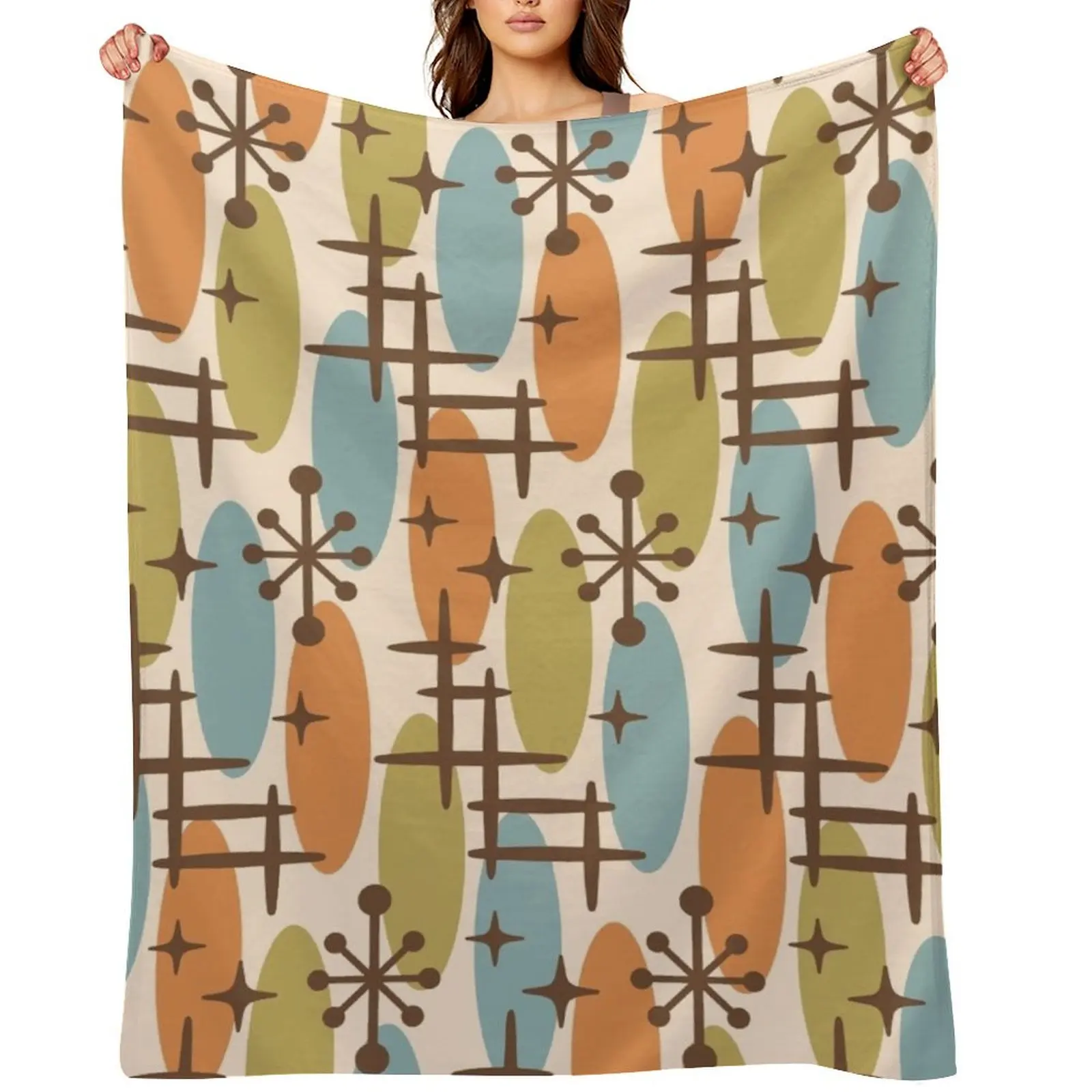Colorful Mid Century Modern Cosmic Surfer Pattern 135 Throw Blanket blankets ands Shaggy for babies Polar Blankets