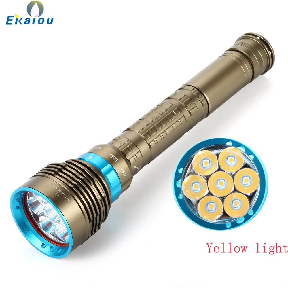 

Professional Underwater Diving Flashlight 7 Lights L2 White/Yellow LED Waterproof Diving Flashlight Suitable For 3x26650 Or 3x18