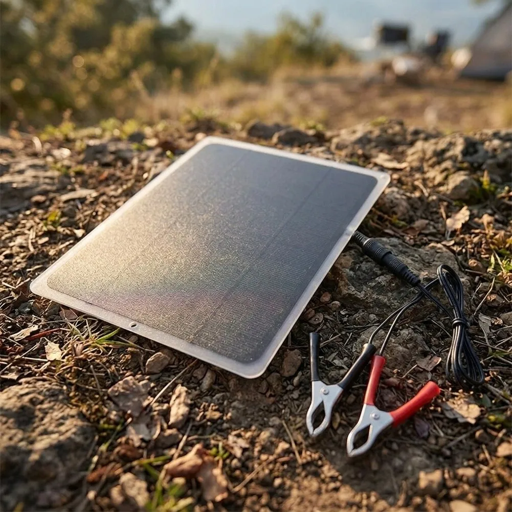 6W 12V Monocrystalline Solar Panel Charger For Car Battery And Mobile Phone, Portable USB DC5521 Output For Camping