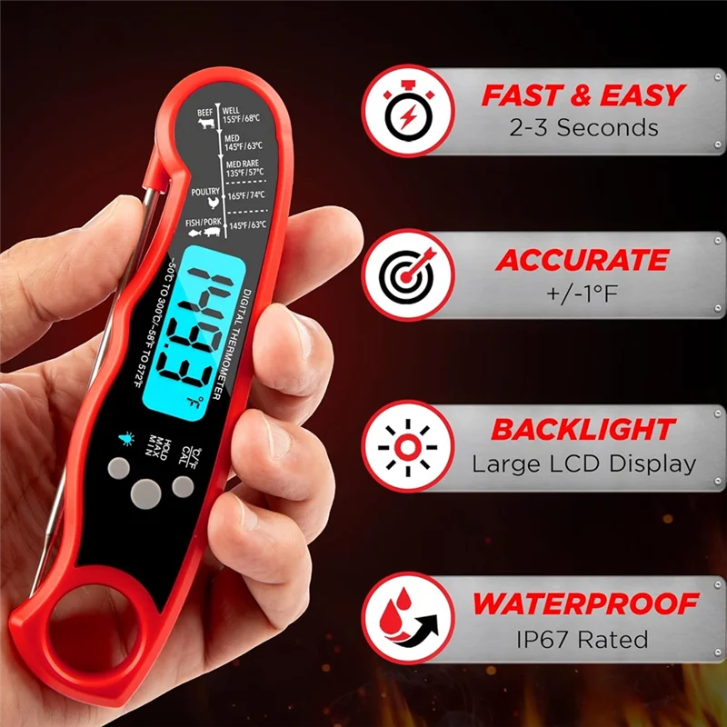

【Superdeals】Grillers Instant Read Meat Thermometer For Grill And Cooking Best Waterproof Ultra Fast Thermometer Durable Easy To