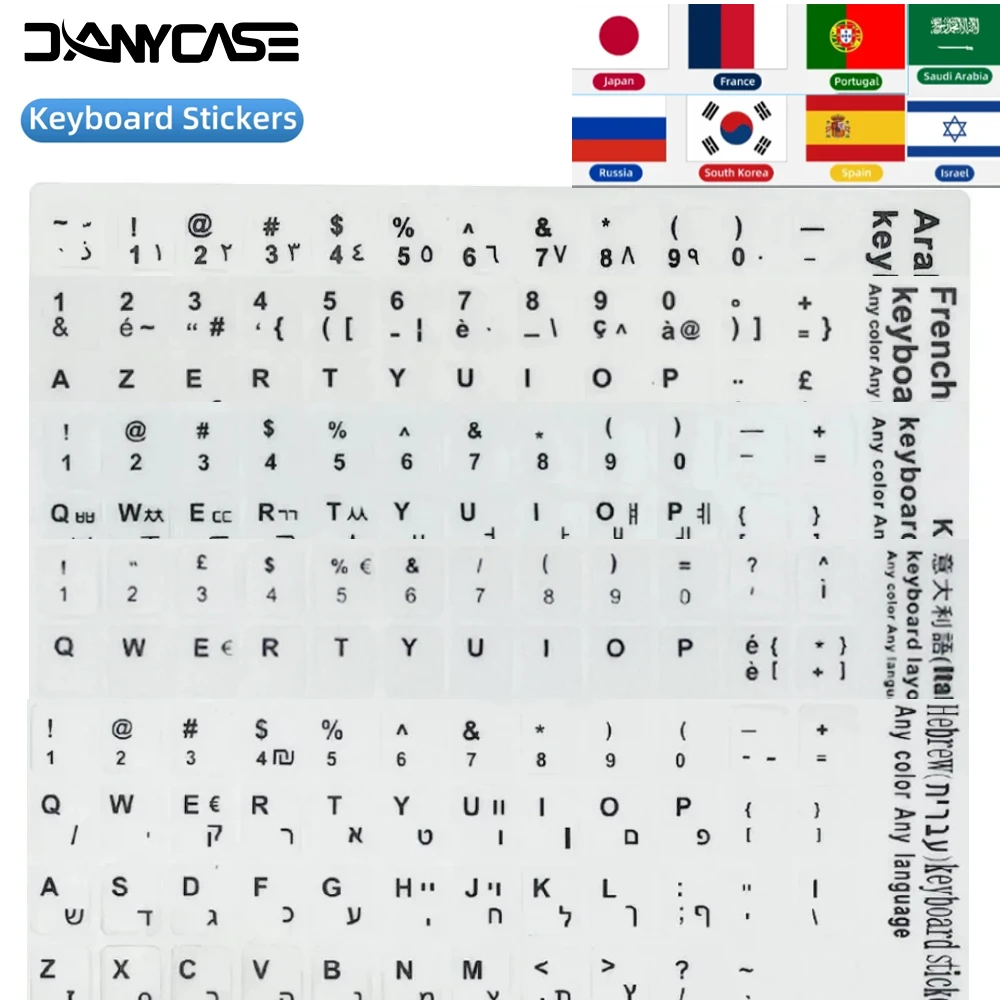 

Keyboard Letters Replacement Sticker English/Russian/Korean/Spanish/Italiano/Language for Computer Laptop Notebook Desktop