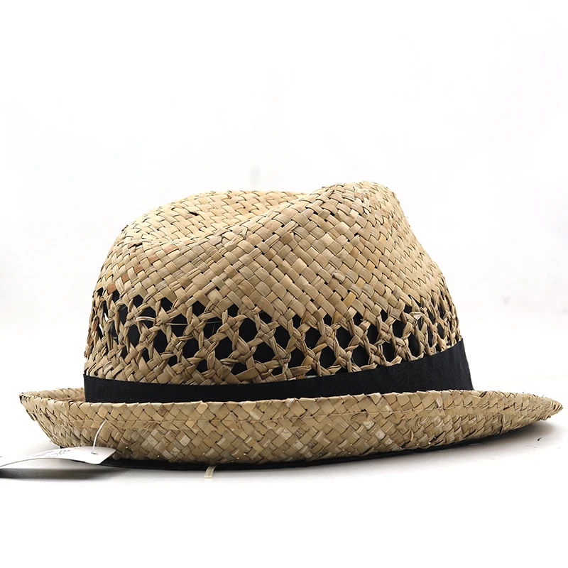 Handmade Summer men Fedora Hats for Women Straw Sun Hats summer Visor Cap Solid Jazz Hat Beach cap Sombrero Panama Gorras