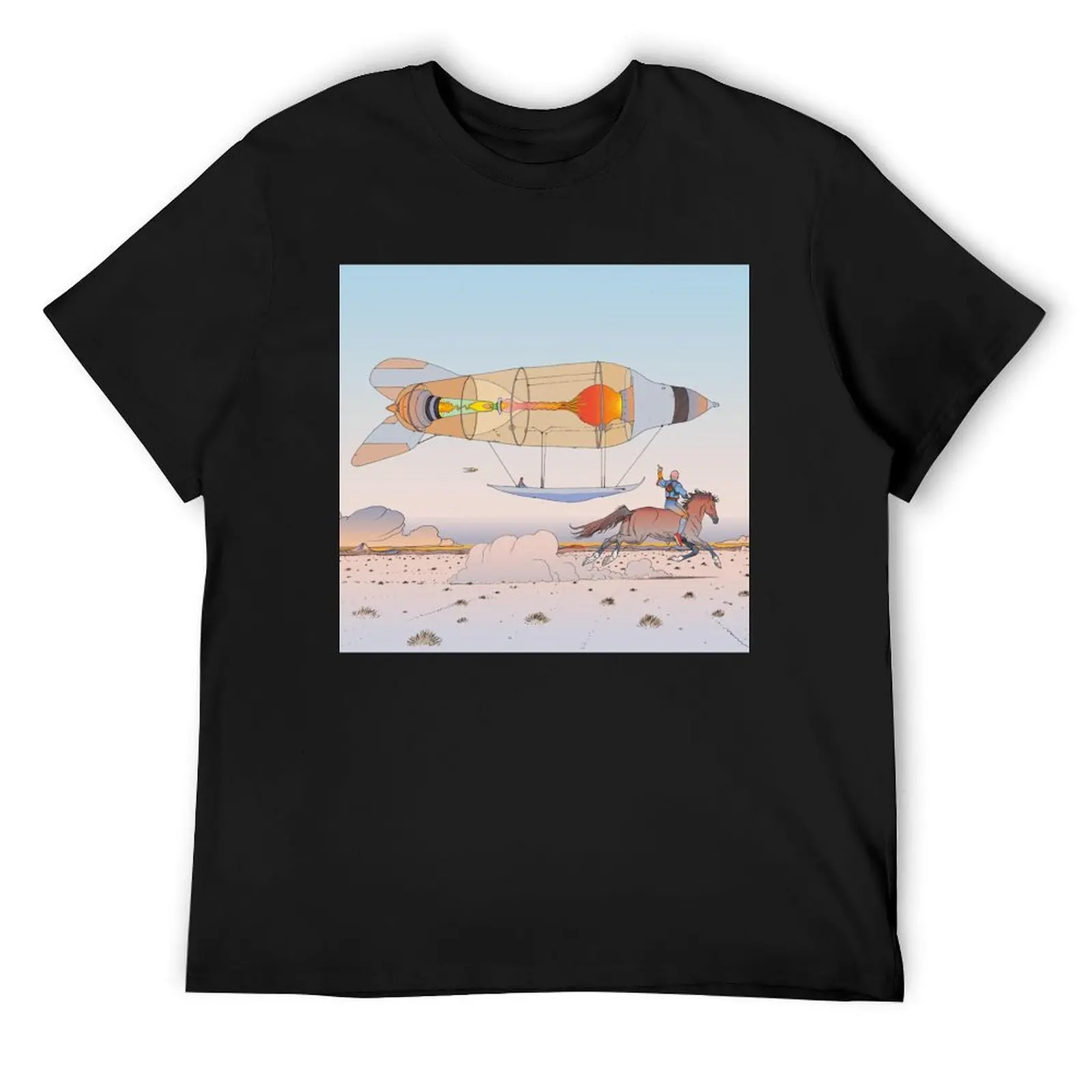 moebius,desert,horse, zeppelin, alien,major grubert,edena,world of edena,incal,jean giroud,surrealism,psychadelic T-Shirt