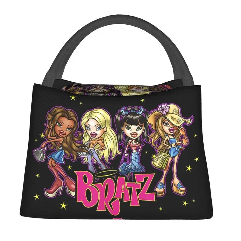 Bratz Rock Angelz Insulated Lunch Tote Bag for Women Anime Animation Resuable Thermal Cooler Food Lunch Box Work Travel