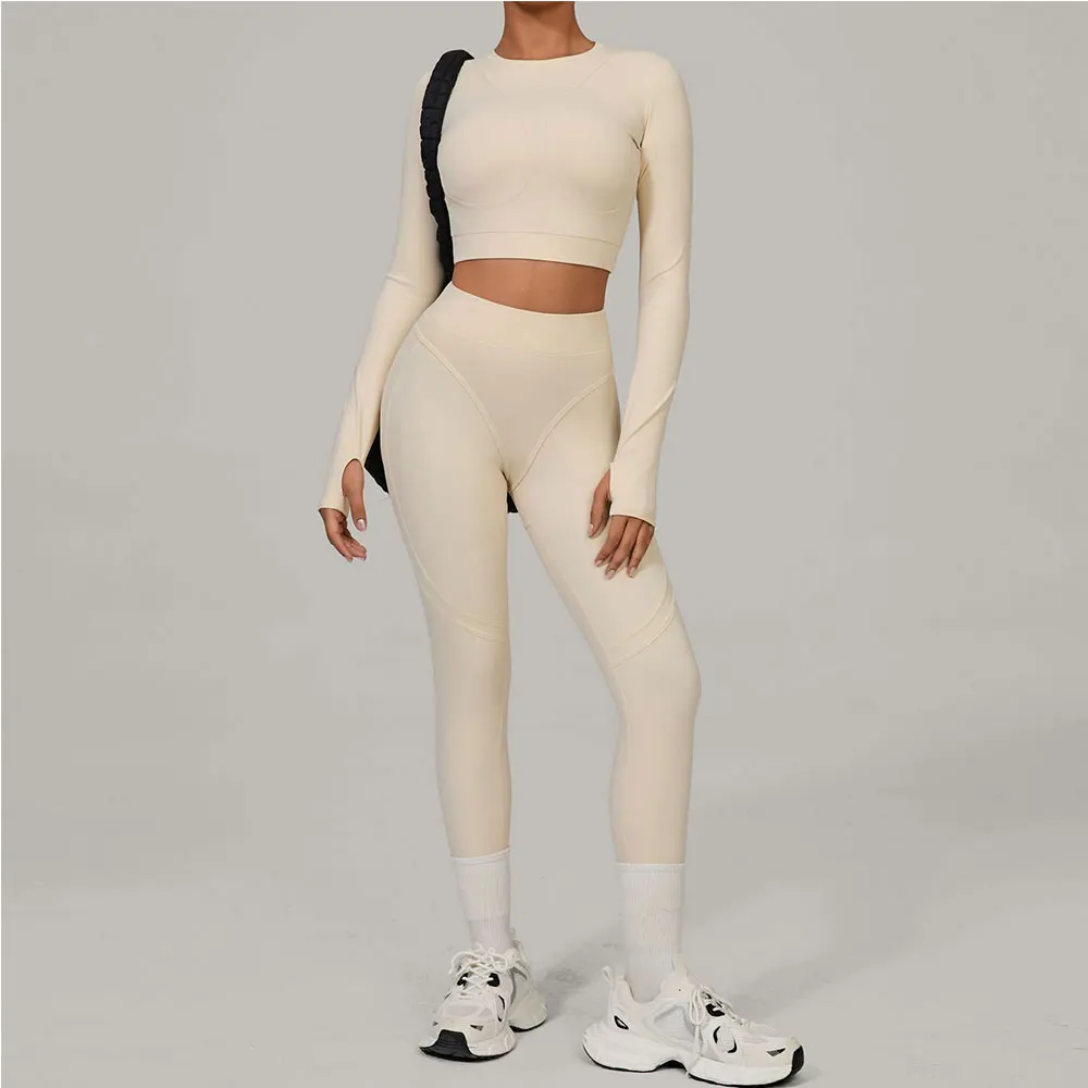 

Women Tracksuit 2PCS Yoga Suit Sports Set Women Quick-Drying Gym Set Running Workout Long Sleeve Sports Shirt Yoga Clothing