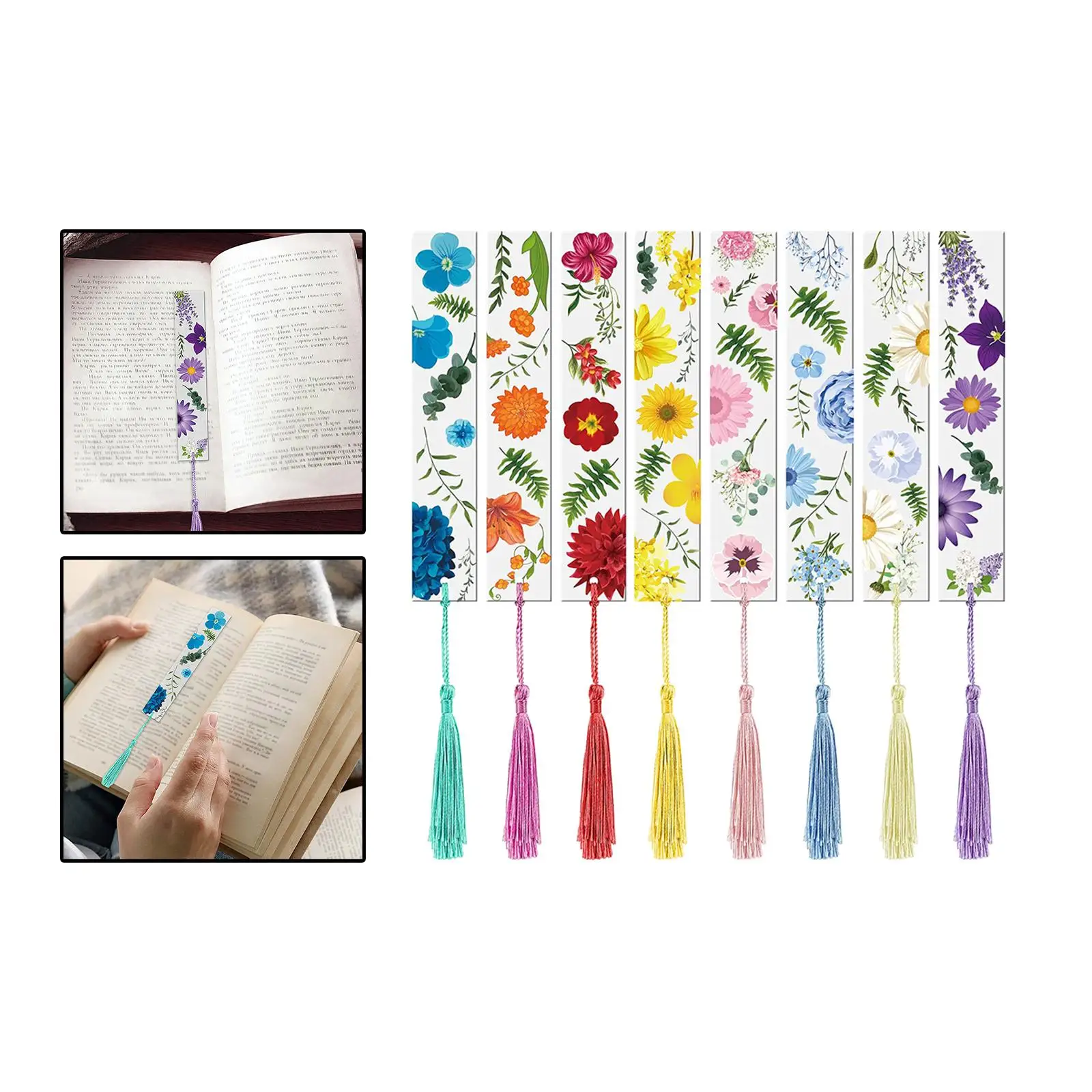 8Pcs Transparent Floral Bookmarks Reading Book Markers for Book