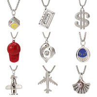 Anime Necklaces Red Green Gun Black Hat Tape Dollar Sign Smiling Face Sieve Double Dolphins Shell Pearls Plane Pendant